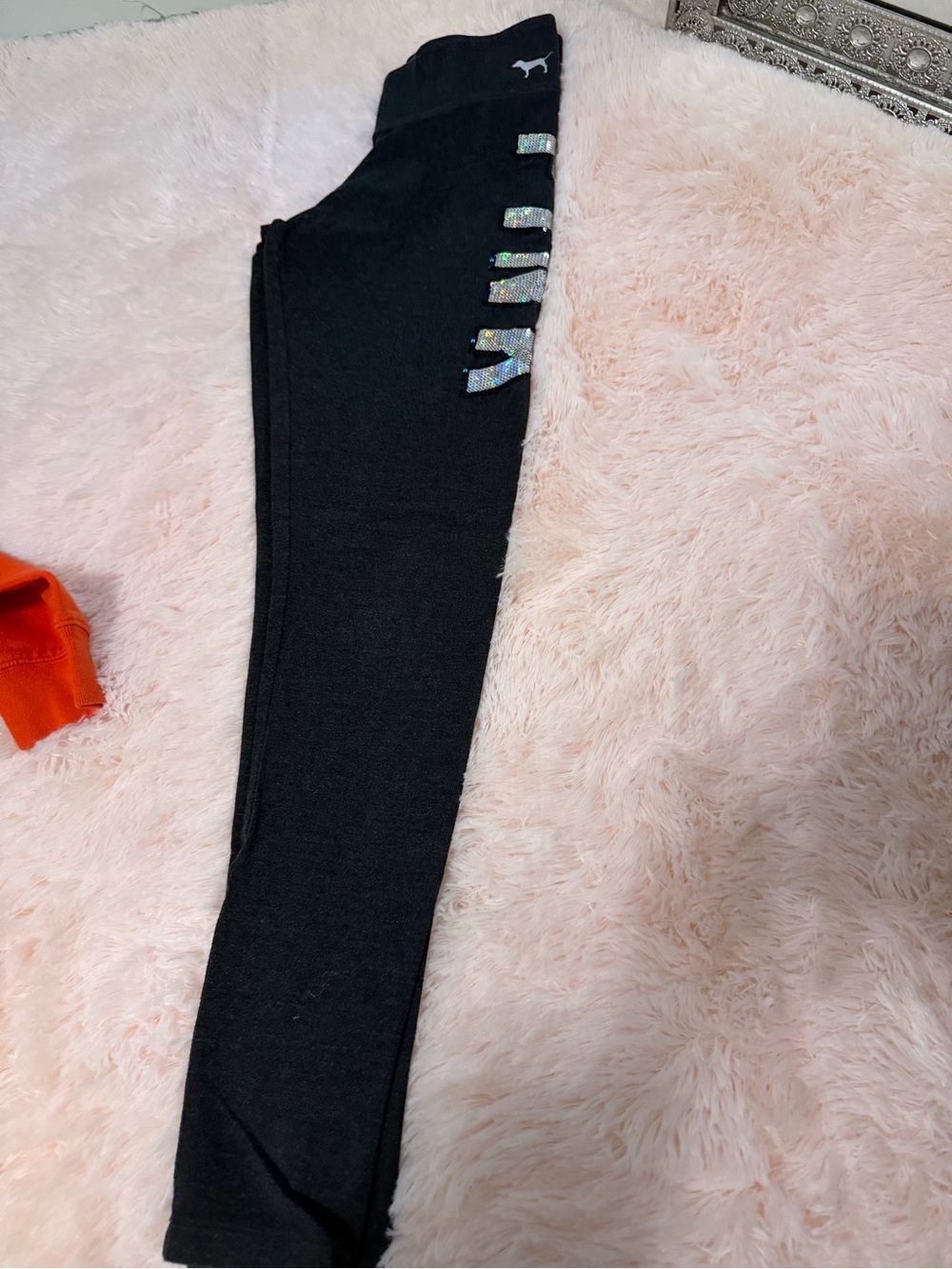 💕Pink by Victoria's Secret PINK Gray' Black Logo Leggings
